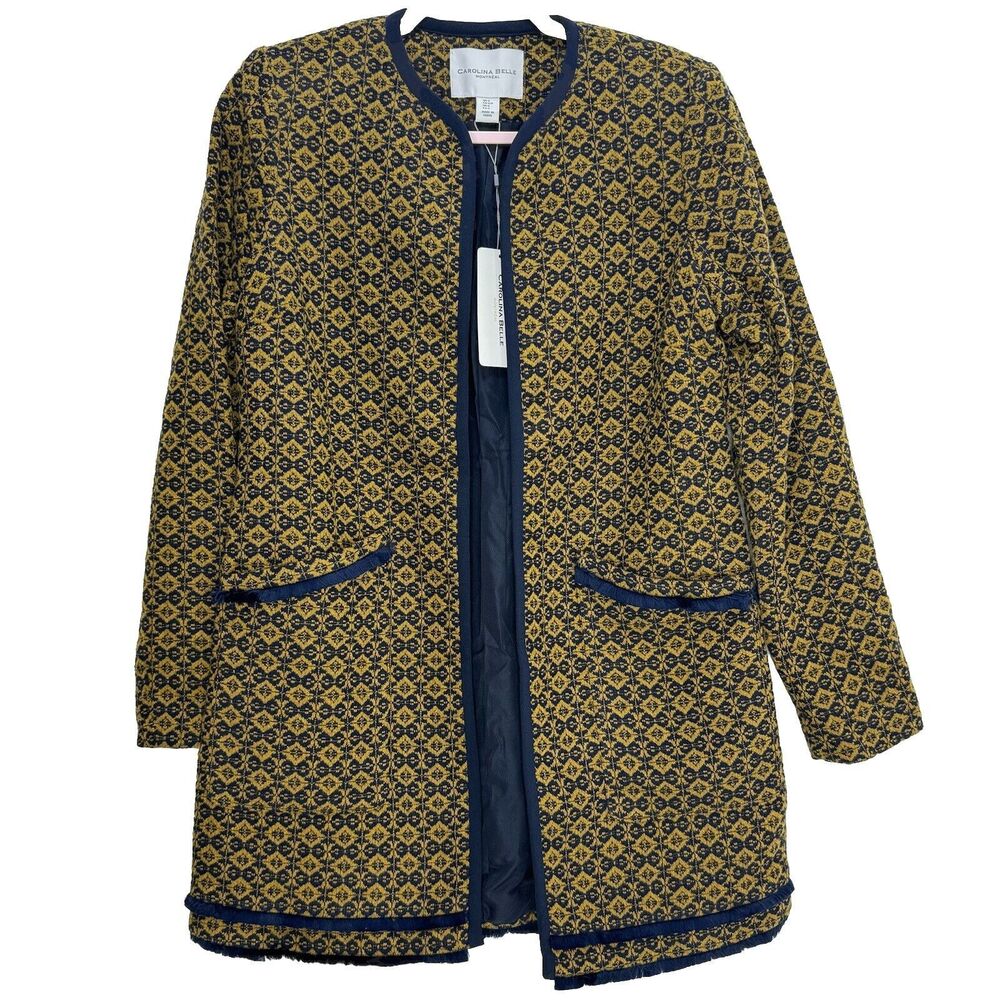 CAROLINA BELLE MONTREAL Open Front Longline Cardigan Jacket Overcoat Coatigan S